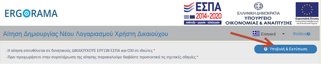 Εκτύπωση και υποβολή